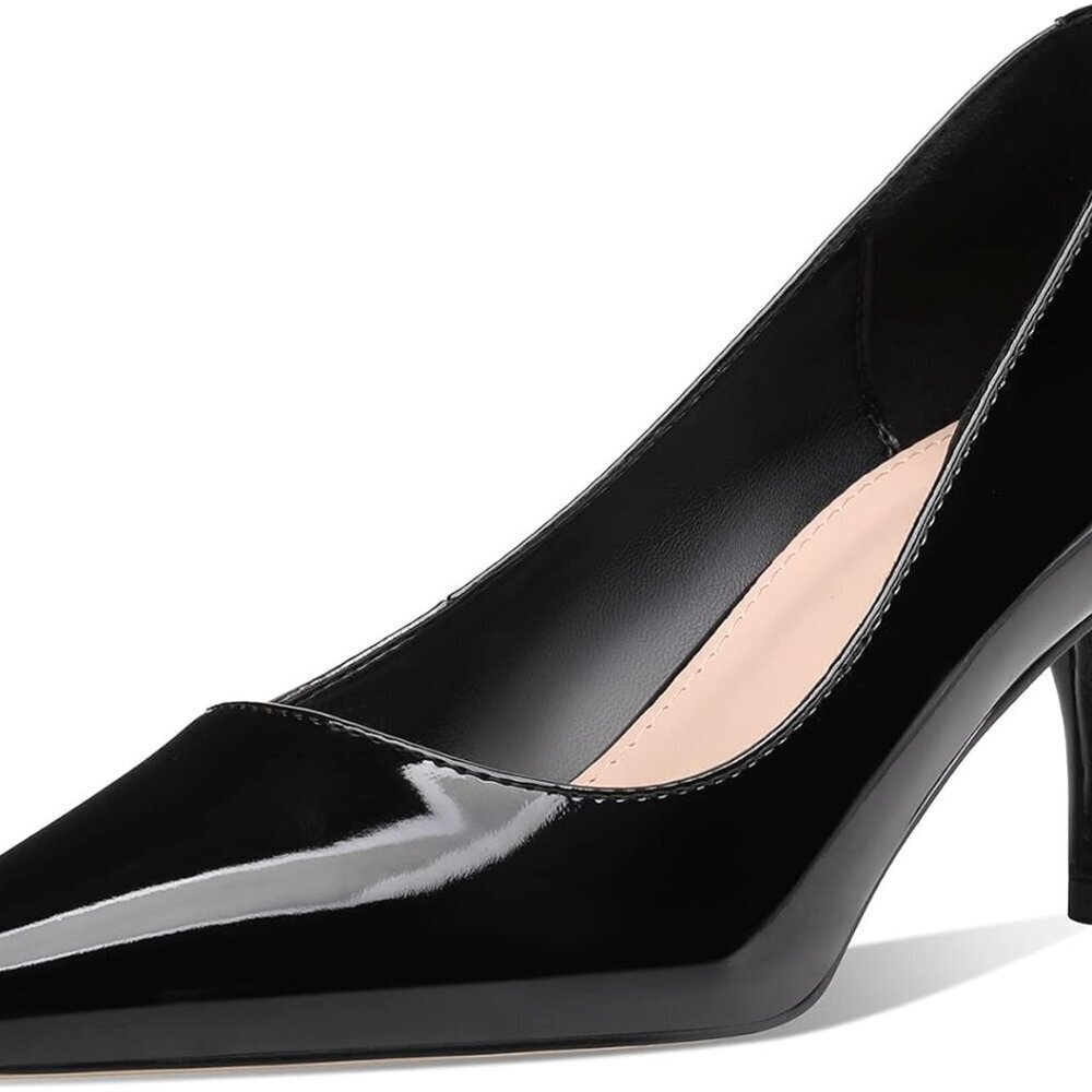 2.6 Inch Stiletto Pumps Leather Pointed Toe Mid Heels for Wedding Party